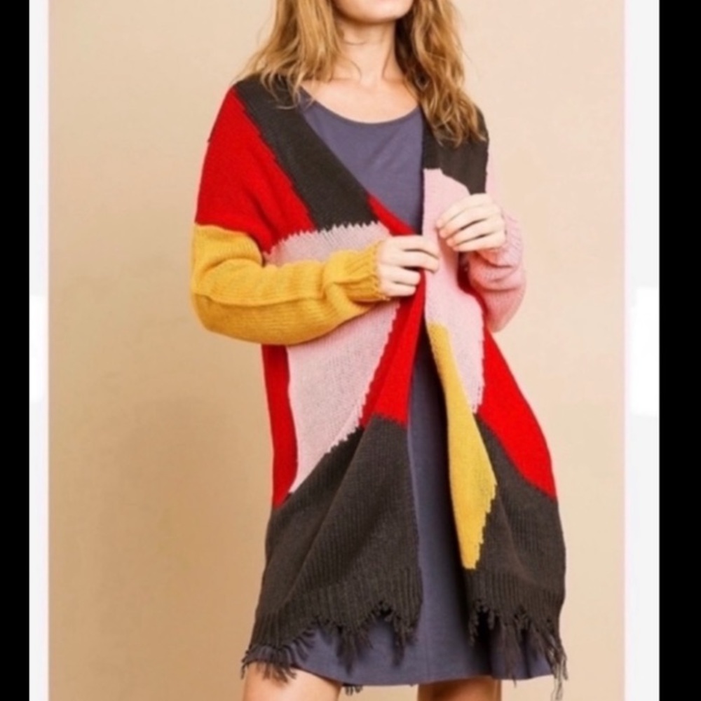 Umgee Multicolor Patchwork Cardigan - image 2